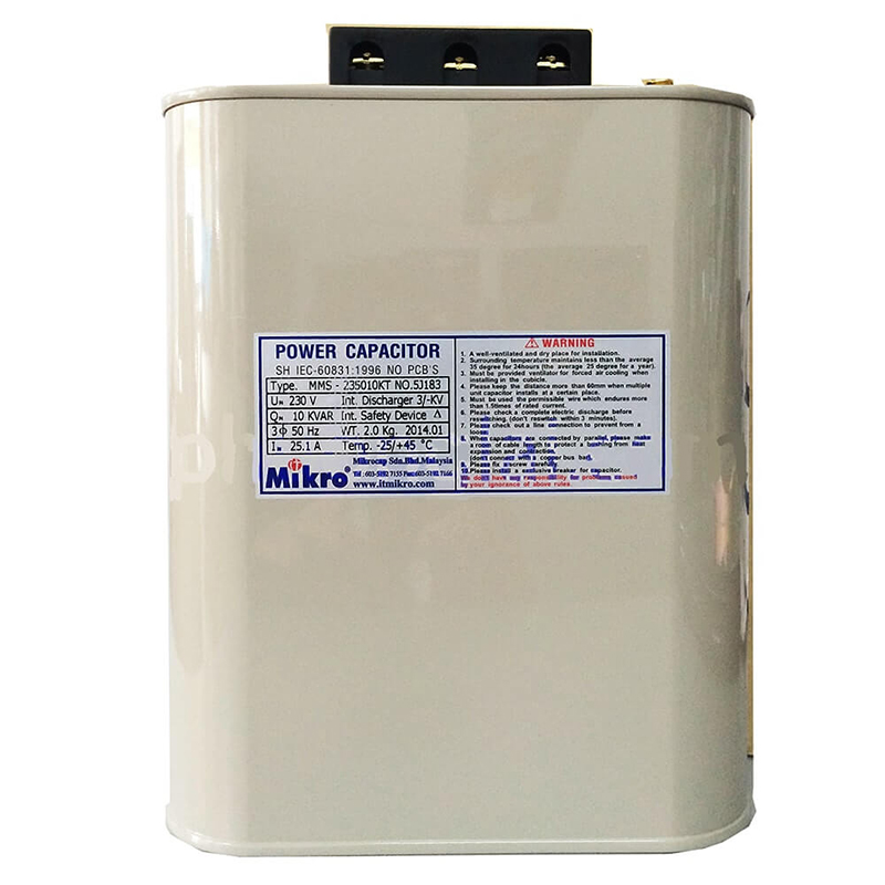 Tụ bù hạ thế dầu (tụ vuông) Mikro 1P 250V – 12.5KVARMCK-255125KT